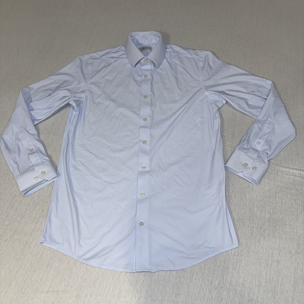 Collars & Co APEX Men Small Sky Blue Long Sleeve Button Up Polo Shirt NWOT